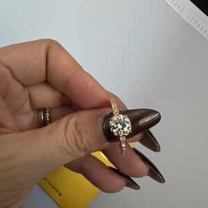1CT moissanite,GRA certified 18k rose gold filled over sterling silver ring